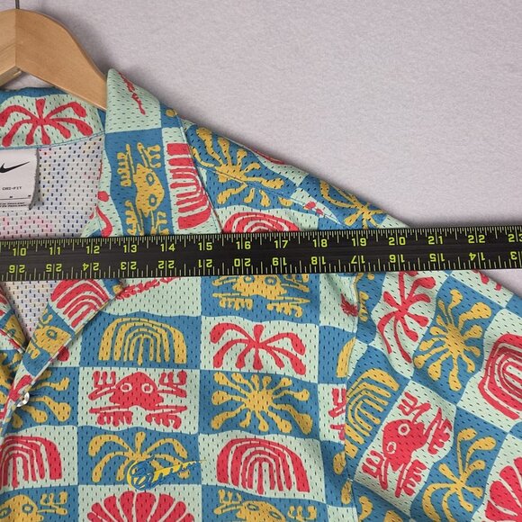 RARE Nike Dri-Fit Mens Button Down Sz Med Geometric Poly Multicolor Gay Pride - Picture 15 of 16